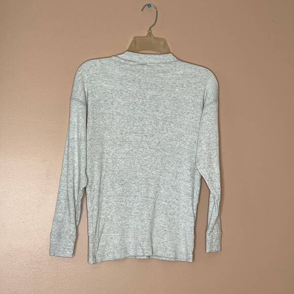 AKI men gray Thermal Long Sleeve Crew Neck T-Shirt 3 button front sz medium - Picture 10 of 10